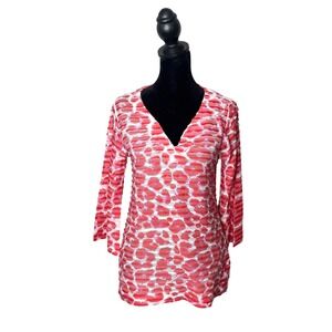 Before + Again Burnout Tunic Top Size XS Art To Wear Pleated Textured Blouse
